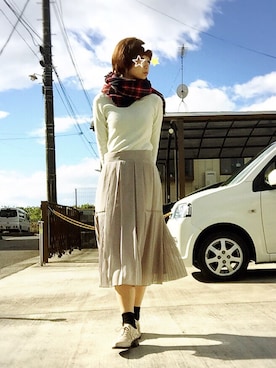 「タータンチェック」｜めんめさんさん（レディース・163cm）の秋コーディネート