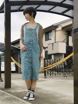 「FREDY&GLOSTER（フレディアンドグロスター）のアイテム（Tシャツ/カットソー）」を使った、めんめさんさん（レディース・163cm）の夏コーディネート