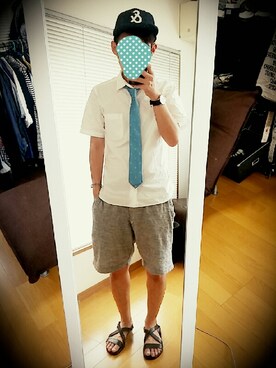 「SHIPS JET BLUE（シップスジェットブルー）のアイテム（サンダル）」を使った、takahiro さん（メンズ・166cm）の夏コーディネート