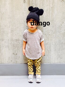 「Mini Rodini（ミニロディーニ）のアイテム（ニットキャップ/ビーニー）」を使った、dangoさん（キッズ・90cm）の秋コーディネート