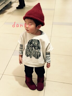 「BOBO CHOSES（ボボショーズ）のアイテム（Sweatshirt、ホワイト系）」を使った、dangoさん（キッズ）の冬コーディネート