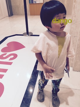「BOBO CHOSES（ボボショーズ）のアイテム（Shirts、ピンク系）」を使った、dangoさん（キッズ）の夏コーディネート