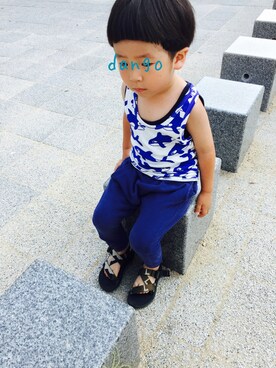 「ブルー x ホワイト」｜dangoさん（キッズ・100cm）の夏コーディネート