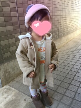 「REDDY APPLESEED（レディーアップルシード）のアイテム（スウェット）」を使った、YumikoOwadaさん（キッズ・80cm）の冬コーディネート
