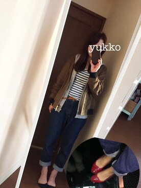 「ボーイフレンドデニム」｜「アイテム（ブルゾン）」を使った、yukkoさん（レディース・150cm）の春コーディネート