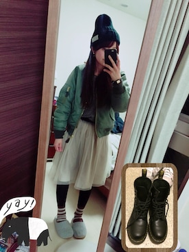 「アイテム（MA-1）」を使った、yukkoさん（レディース・150cm）の冬コーディネート
