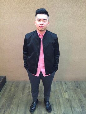 「Selected   （-）のアイテム」を使った、林昆億さん（メンズ・172cm）の春コーディネート