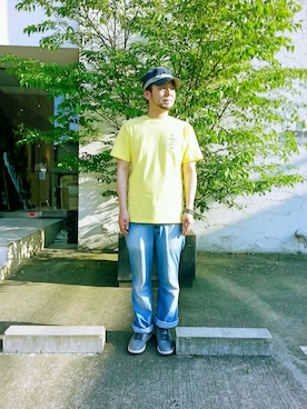 「STUSSY（ステューシー）のアイテム（Tops、イエロー系）」を使った、ラララレレレさん（メンズ・176cm）の春コーディネート