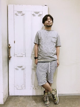 「CASIO（カシオ）のアイテム（Wrist watches、ブラック系）」を使った、ラララレレレさん（メンズ・176cm）の夏コーディネート