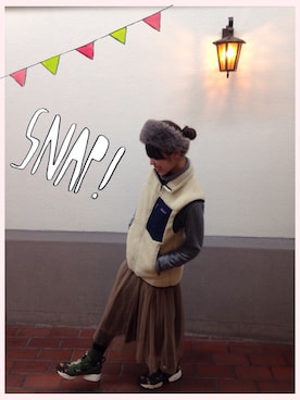 「アイテム（ヘアバンド）」を使った、misa☺︎さん（レディース・148cm）の冬コーディネート