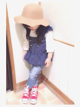 「ぺプラム」｜「アイテム（帽子）」を使った、kurupiyoさん（キッズ・100cm）の春コーディネート
