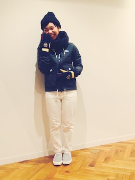 「アイテム（手袋）」を使った、omeさん（レディース・150cm）の冬コーディネート