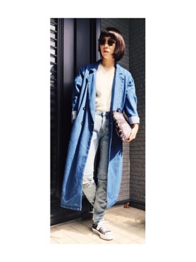「cheap monday」｜「アイテム（その他アウター）」を使った、AKANEさん（レディース・161cm）の春コーディネート