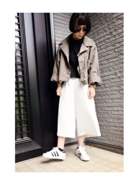 「AMERI」｜「アイテム（ミリタリージャケット）」を使った、AKANEさん（レディース・161cm）の春コーディネート