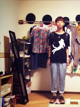 「mercibeaucoup,（メルシーボークー）のアイテム（シューズ）」を使った、Honeyさん（メンズ・176cm）の秋コーディネート