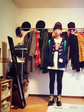 「NECESSARY or UNNECESSARY（ネセサリーオアアンネセサリー）のアイテム」を使った、Honeyさん（メンズ・176cm）の冬コーディネート