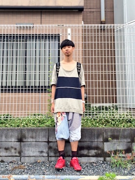 「アイテム（バングル/リストバンド）」を使った、Honeyさん（メンズ・176cm・20代）の夏コーディネート