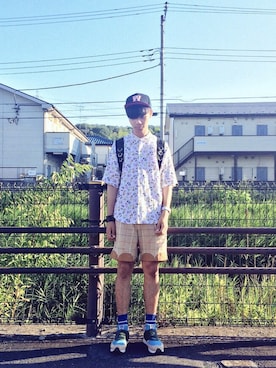 「JULIEN DAVID（ジュリエンデビッド）のアイテム（帽子）」を使った、Honeyさん（メンズ・176cm）の夏コーディネート