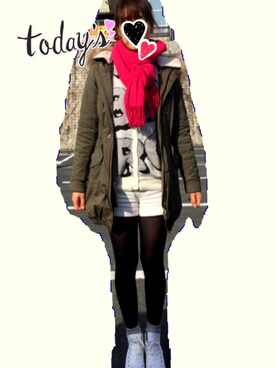 「NATURAL BEAUTY BASIC（ナチュラルビューティーベーシック）のアイテム（モッズコート）」を使った、りりこさん（レディース・160cm）の冬コーディネート