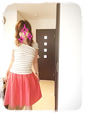 「オレンジスカート」｜norinoriさん（レディース・156cm）の夏コーディネート