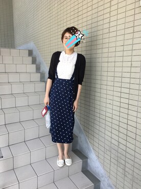 「アイテム（スカート、ブルー系）」を使った、Alysaさん（レディース・157cm）の春コーディネート