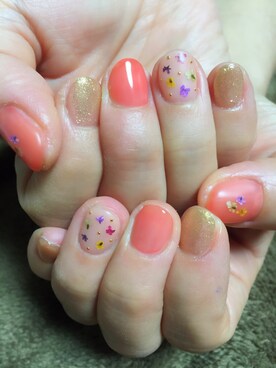 「押し花ネイル」｜ﾅｶﾞｲ ｶﾅｺさん（レディース・158cm）の冬コーディネート