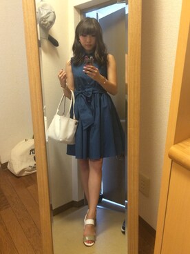 「Soareak（ソアリーク）のアイテム（シャツワンピース）」を使った、ゆりさん（レディース・160cm）の夏コーディネート