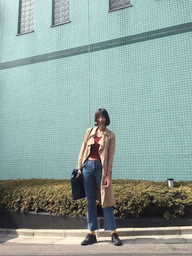 「MANGO（マンゴ）のアイテム（トレンチコート）」を使った、xxxiiさん（レディース・175cm）の秋コーディネート