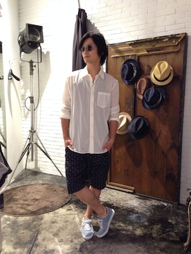 「HALB（ハルプ）のアイテム（パンツ）」を使った、hiroaki-iwahoriさん（メンズ・173cm）の春コーディネート