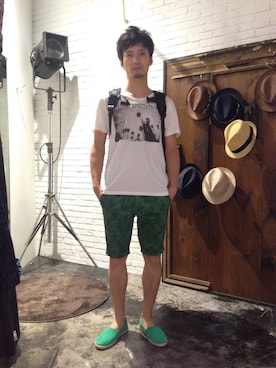 「HALB（ハルプ）のアイテム（トップス）」を使った、hiroaki-iwahoriさん（メンズ・173cm）の夏コーディネート