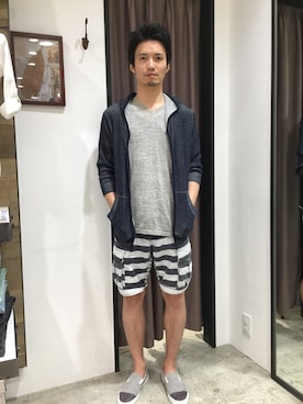 「HALB（ハルプ）のアイテム（パンツ）」を使った、hiroaki-iwahoriさん（メンズ・173cm）の夏コーディネート