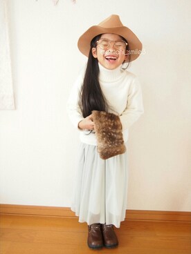 「手作り子供服」｜「アイテム（その他）」を使った、なちこ＊emiさん（キッズ・110cm）の冬コーディネート