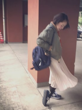 「アイテム（バックパック/リュック、ブルー系）」を使った、mizさん（レディース・148cm）の冬コーディネート
