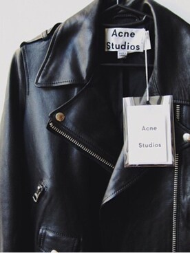 「Acne Studios（アクネストゥディオズ）のアイテム（ライダースジャケット）」を使った、まままさん（メンズ・172cm）の冬コーディネート