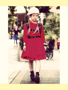 「UNBILICAL（エンブレム）のtokyobopper / 大仏シューズ（サンダル、ブラック系）」を使った、riさん（レディース・152cm）の春コーディネート