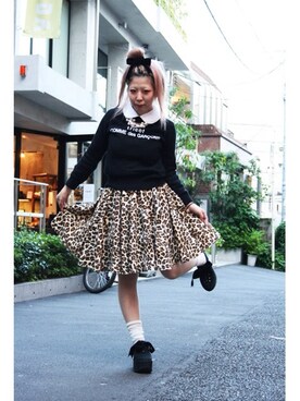 「tricot COMME des GARCONS（トリココムデギャルソン）のCOMMEdesGALCONS / ニット（ニット/セーター、ブラック系）」を使った、riさん（レディース・152cm）の春コーディネート