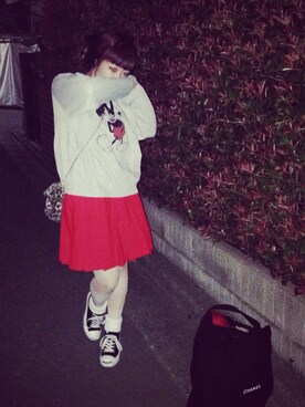 「CONVERSE（コンバース）のコンバースジャックパーセル（スニーカー、ブラック系）」を使った、riさん（レディース・152cm）の春コーディネート