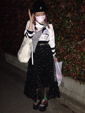 「アイテム（サンダル、ブラック系）」を使った、riさん（レディース・152cm）の春コーディネート