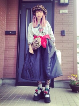 「アイテム（サンダル、ブラック系）」を使った、riさん（レディース・152cm）の春コーディネート