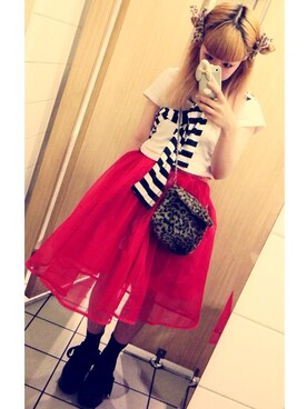 「BellyButton（ベリーボタン）のtokyobopper / リボン（その他シューズ、ブラック系）」を使った、riさん（レディース・152cm）の夏コーディネート