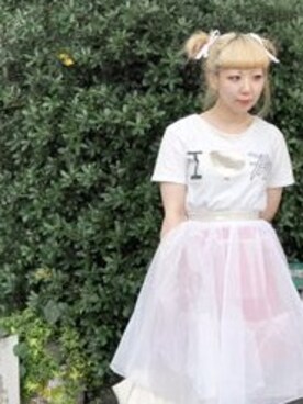 「BellyButton（ベリーボタン）のtokyobopper / リボン（その他シューズ、ブラック系）」を使った、riさん（レディース・152cm）の夏コーディネート