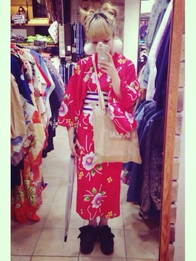 「BellyButton（ベリーボタン）のtokyobopper / リボン（その他シューズ、ブラック系）」を使った、riさん（レディース・152cm）の夏コーディネート