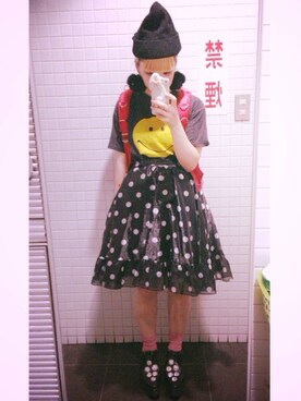 「UNBILICAL（エンブレム）のアイテム（ドレスシューズ、ブラック系）」を使った、riさん（レディース・152cm）の夏コーディネート