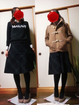 「ハーフアップ」｜「アイテム（ダッフルコート）」を使った、macoさん（レディース・161cm）の冬コーディネート