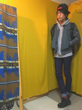 「LOWRYS FARM（ローリーズファーム）のアイテム（ブルゾン）」を使った、ひらおぎさん（メンズ・168cm）の冬コーディネート