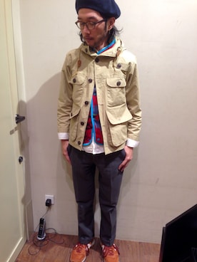 「アイテム（ベスト、レッド系）」を使った、H.KINOSHITAさん（メンズ・171cm）の冬コーディネート