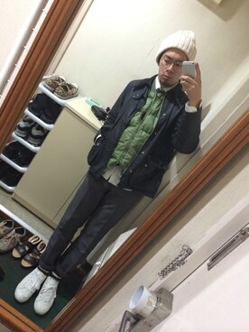 「Eddie Bauer（エディーバウアー）のアイテム（ベスト）」を使った、るいさん（メンズ・173cm）の冬コーディネート