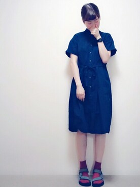 「ehka sopo（エヘカソポ）のアイテム（シャツワンピース）」を使った、も。さん（レディース・160cm）の夏コーディネート