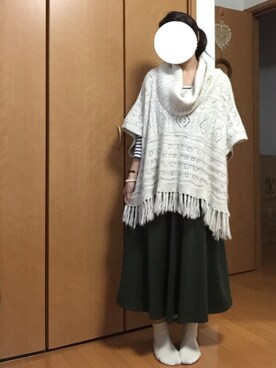 「カーキスカート」｜「アイテム（その他）」を使った、リンゴさん（レディース・161cm）の春コーディネート