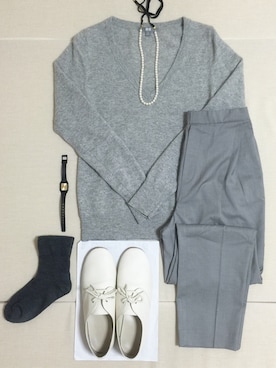 「カシミヤ」｜「アイテム（腕時計）」を使った、esoraa.mさん（レディース・167cm）の冬コーディネート